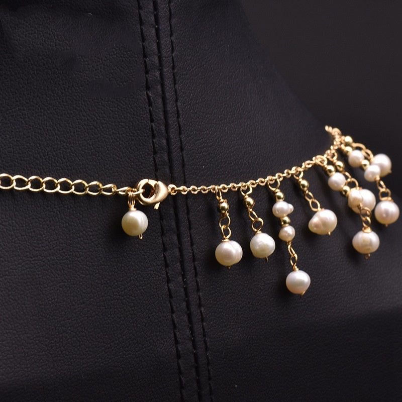 Women's Fashion Natural Freshwater Pearl Tassel Necklace