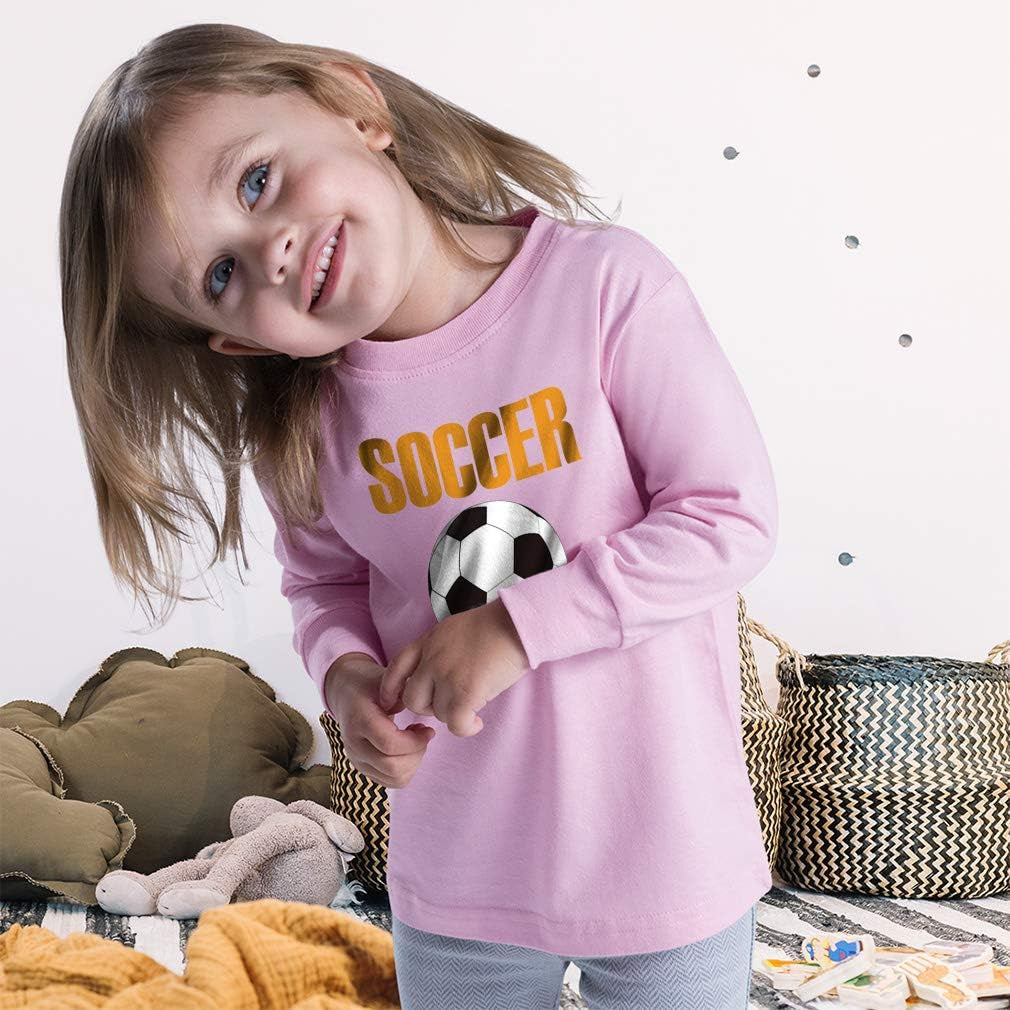 Kids Long Sleeve T Shirt Soccer Soccer Stars Soccer Soccer Word Cotton Girls & Boys Clothes Funny Graphic Tee Soft Pink Design Only 5 6T