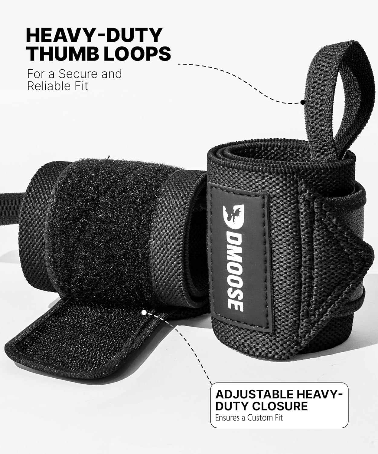 Heavy-Duty 18" Wrist Wraps for Weightlifting with Thumb Loop - USPA Approved Support and Pain Relief for Powerlifting and Weightlifting for Men and Women