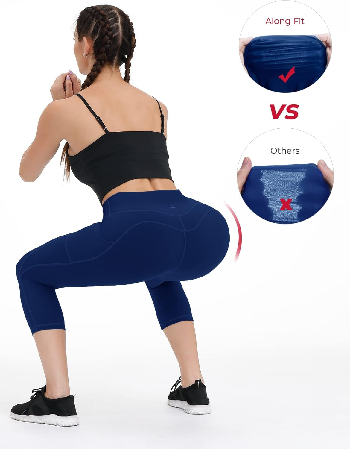 Women's Anti-Nail Leggings, Non-Transparent Yoga Pants with Phone Pockets, Tummy Control Full-Length and Capri Options