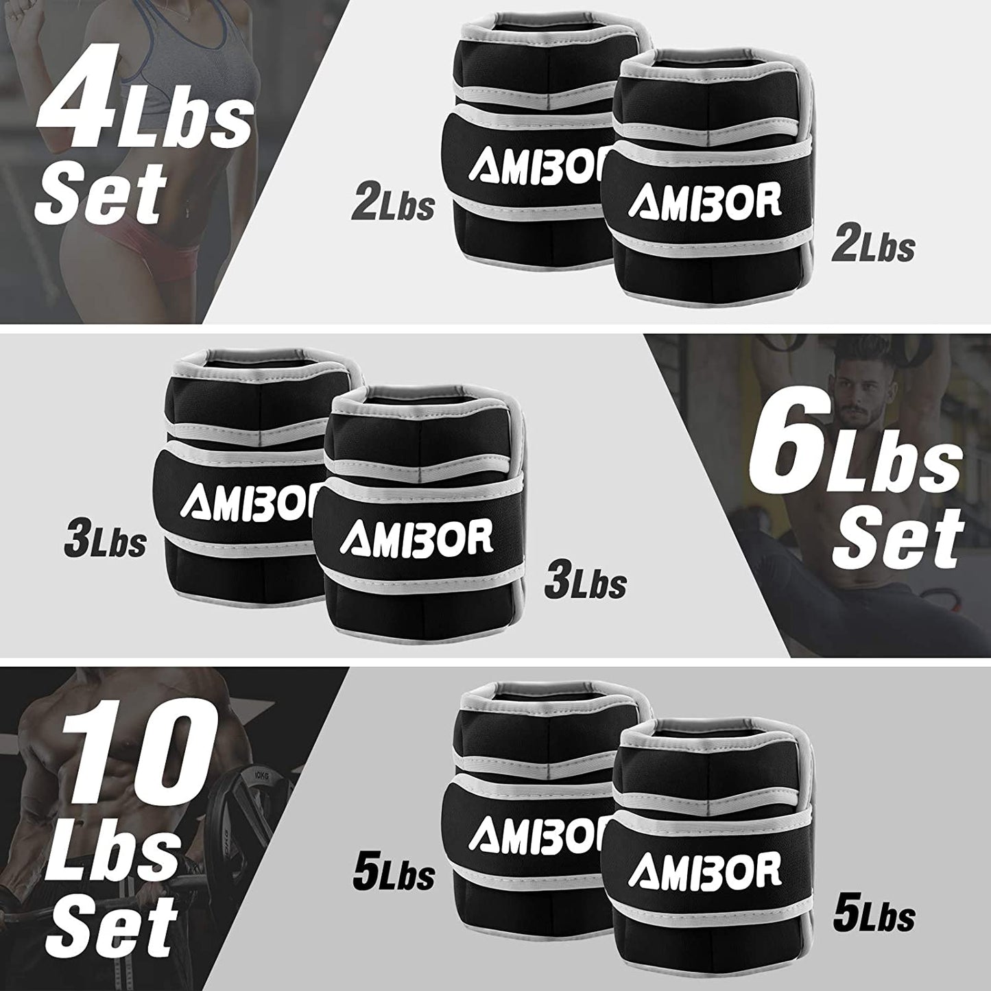 YYOJ Adjustable Ankle and Wrist Weights for Exercise - Leg Weight Straps for Men and Women