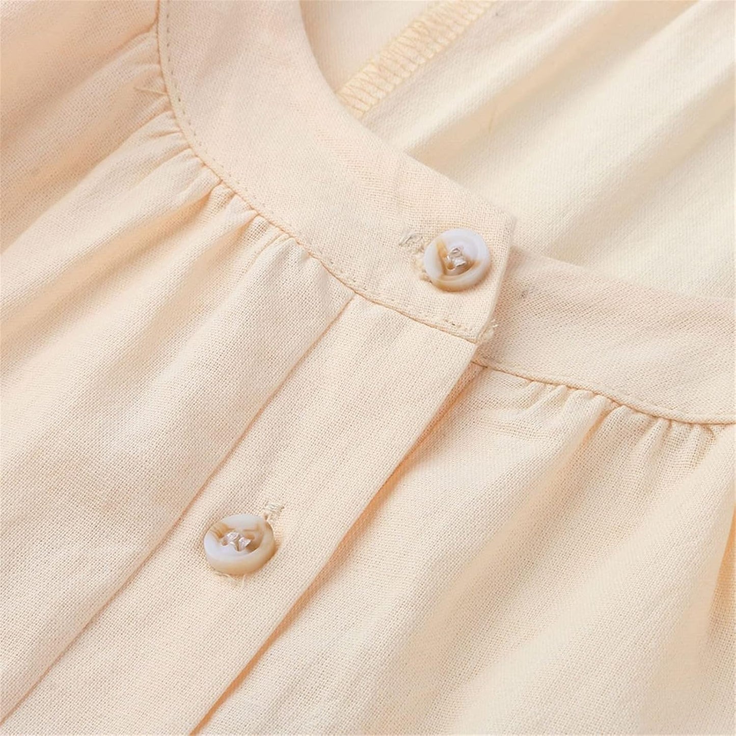Women's Casual Cotton Jumpsuits - Baggy Overalls with Wide Leg Design and U-Neck for Summer Wear