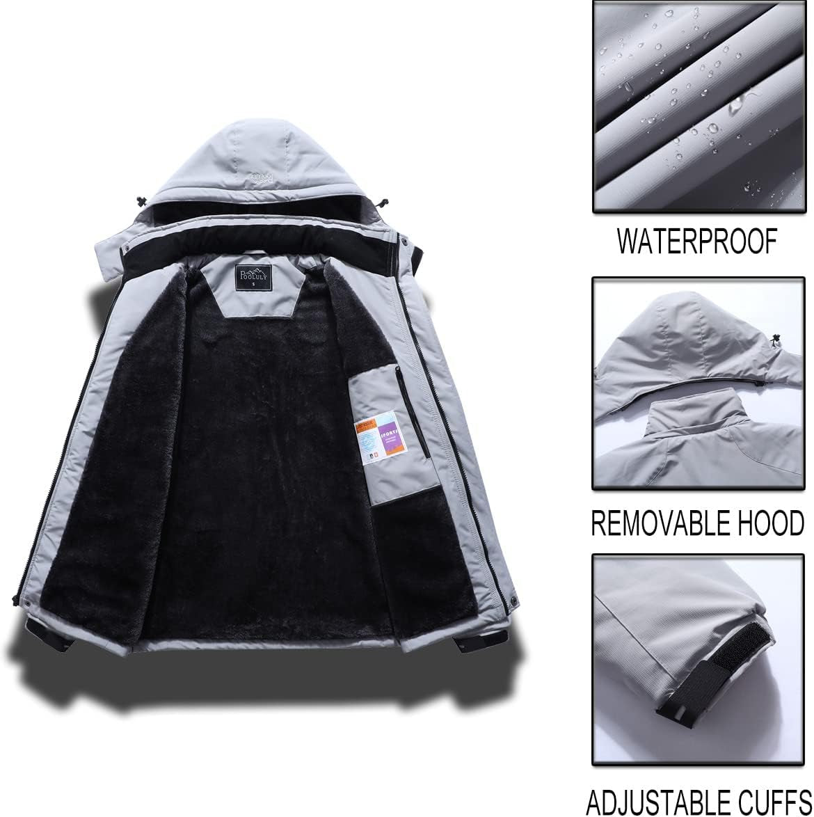 Men's Waterproof Hooded Ski Jacket - Warm Winter Windbreaker for Snowboarding