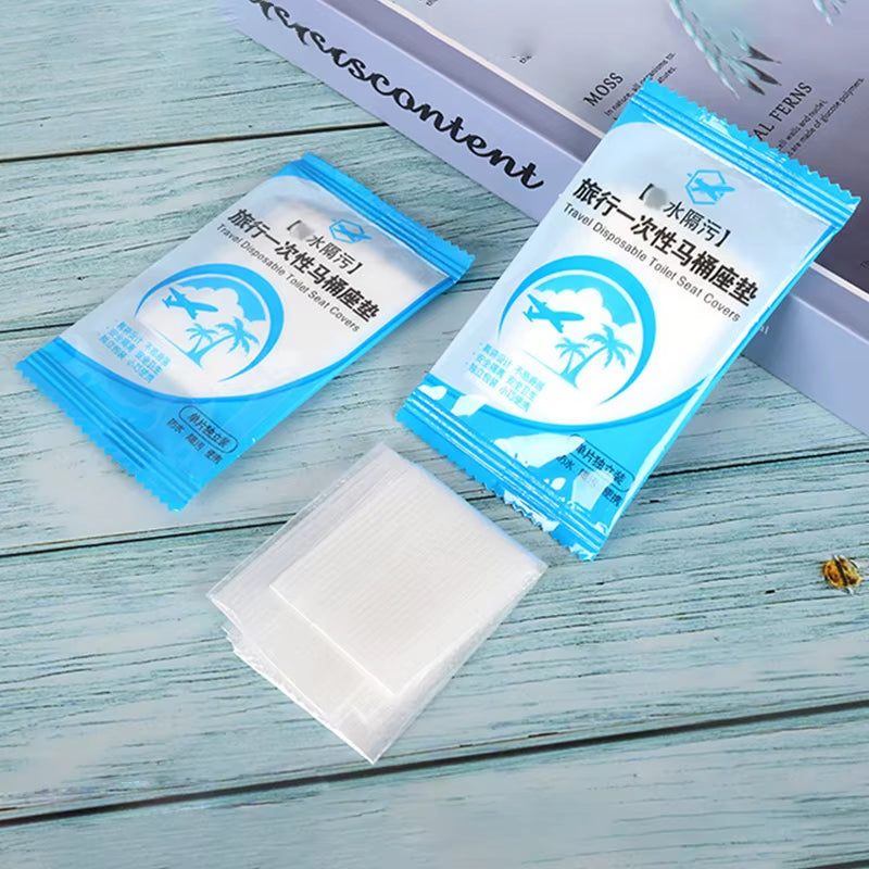 50 Piece Individually Wrapped Disposable Plastic Toilet Seat Covers - Waterproof and Non-Slip for Travel and Protection