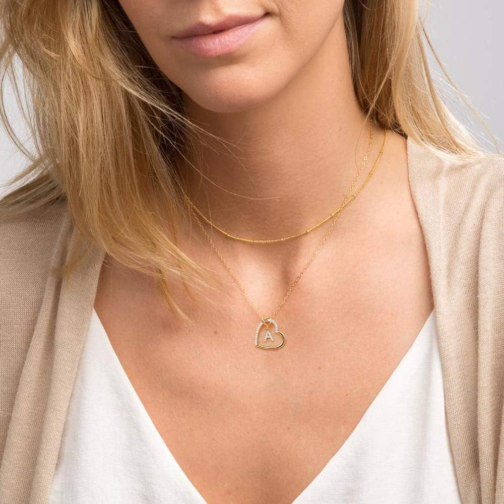 Personalized Heart Initial Necklace for Women and Teens, Cubic Zirconia Pendant, Elegant Letter A-Z Jewelry Gift