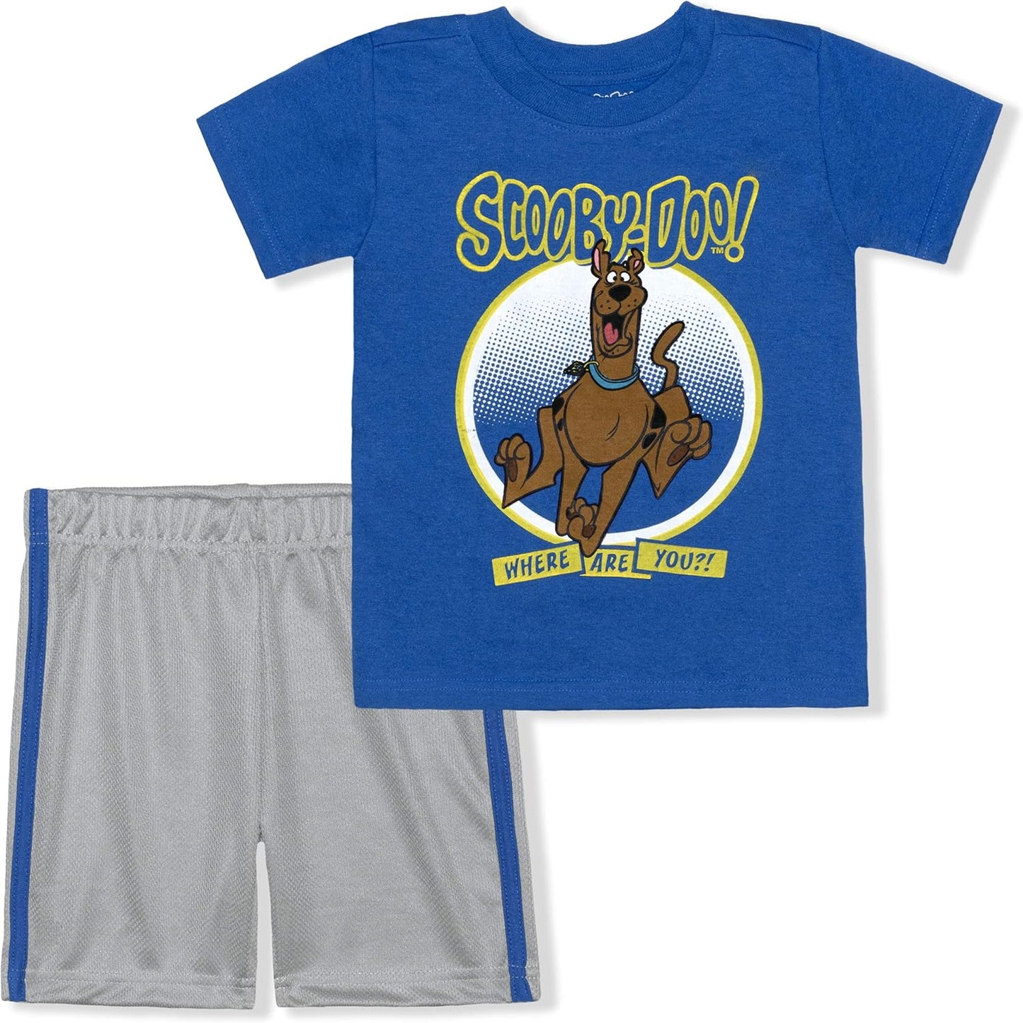 . Scooby Doo 2 Pieces T-Shirt and Short Set for Toddler Boys and Little Boys – Blue/Grey