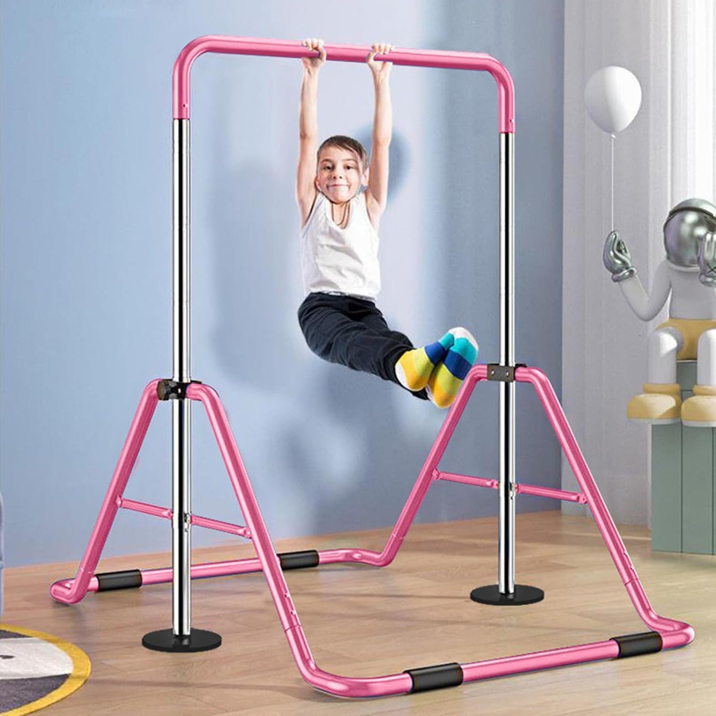 Adjustable Height Folding Gymnastics Training Bars for Kids - Home Practice Equipment for Children and Youth