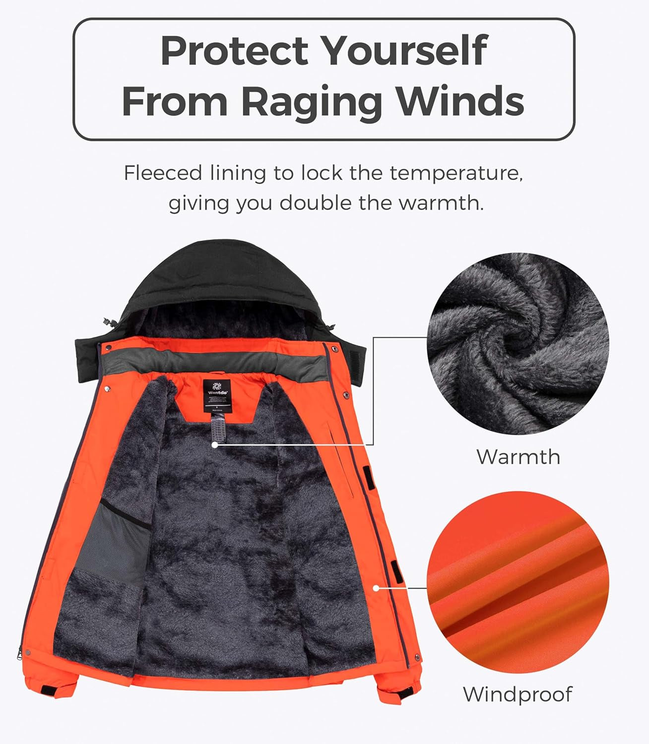 Men's Waterproof Mountain Ski Jacket - Windproof and Insulated Winter Hooded Coat