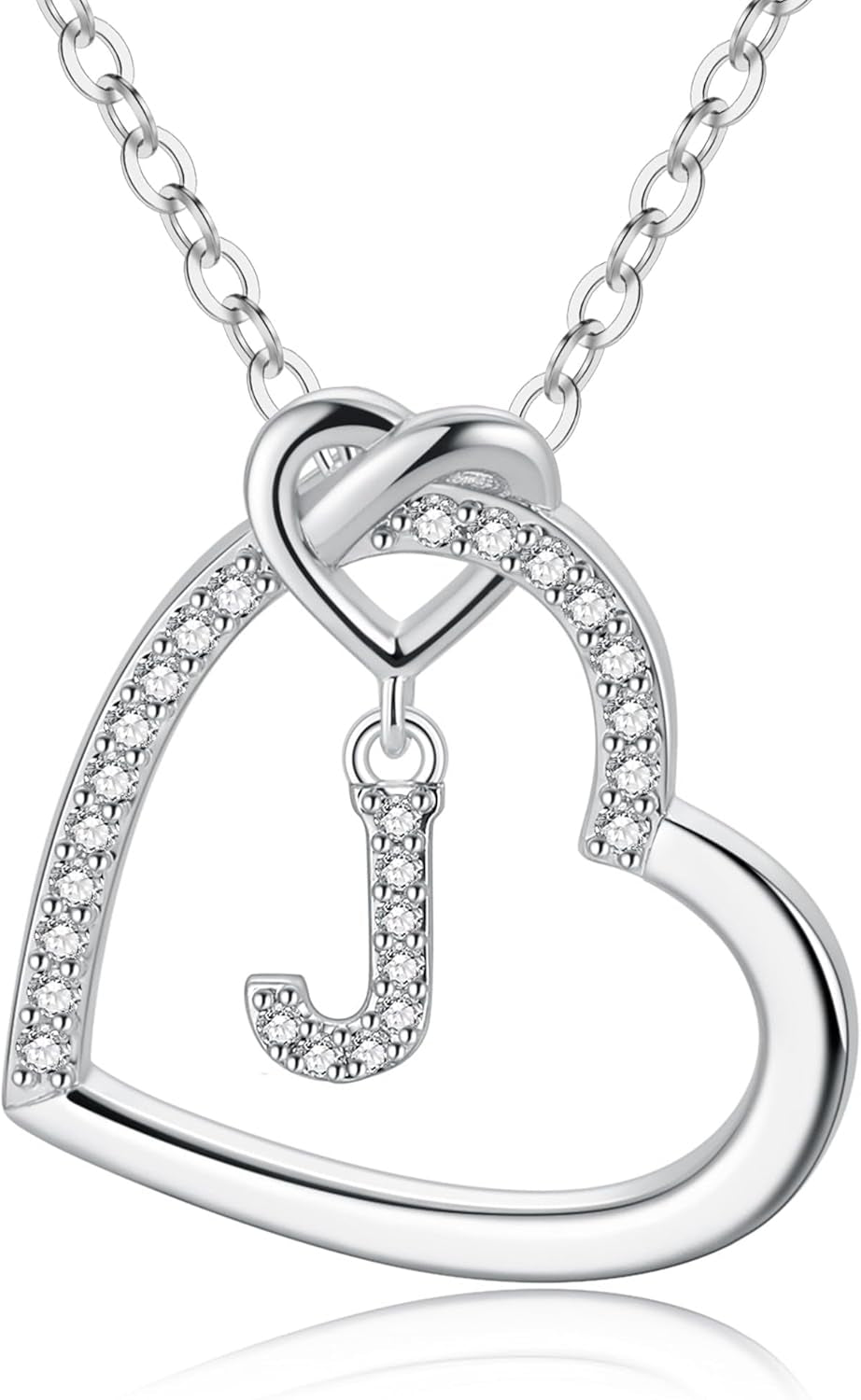 Personalized Heart Initial Necklace for Women and Teens, Cubic Zirconia Pendant, Elegant Letter A-Z Jewelry Gift