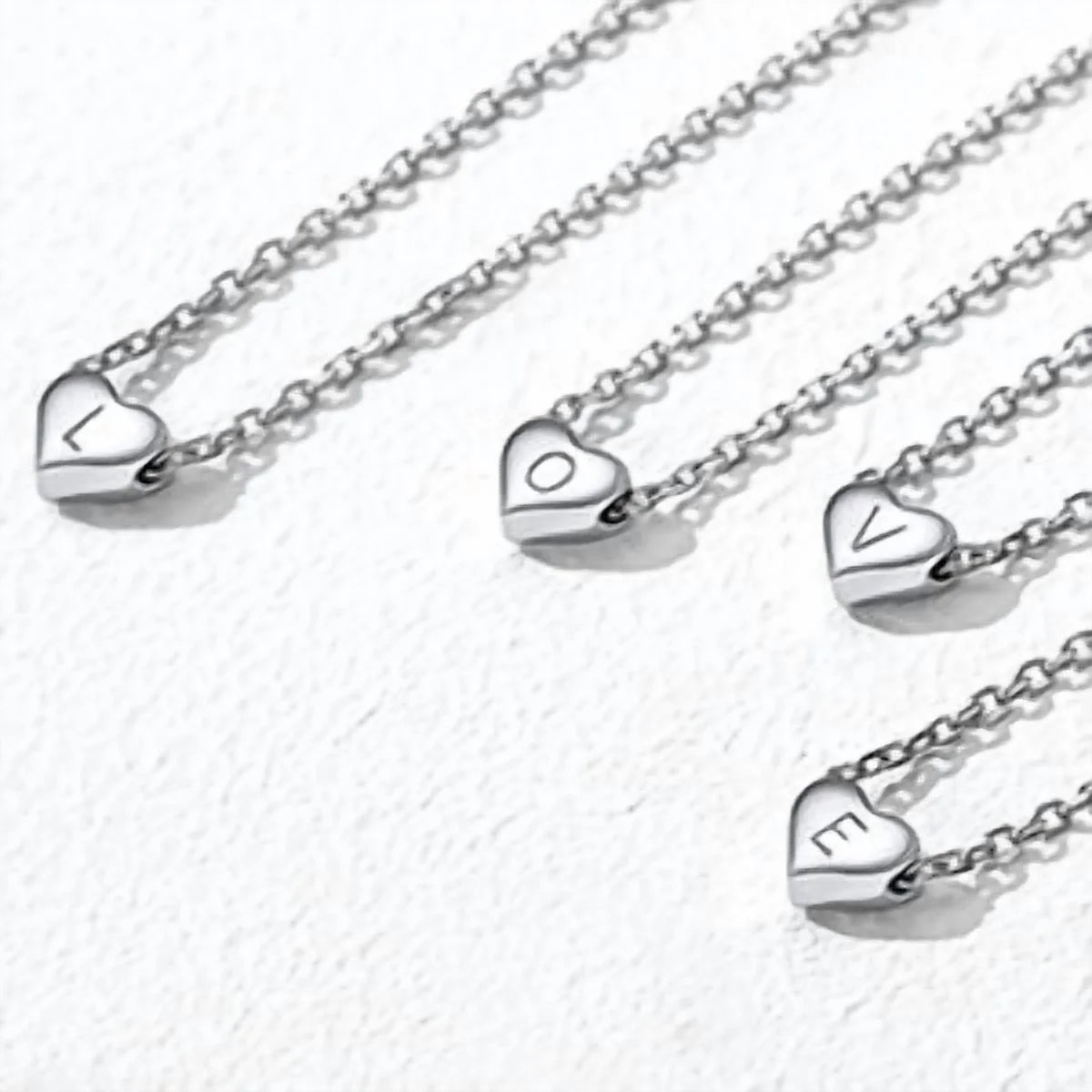 Elegant Initial Heart Pendant Necklace in 925 Sterling Silver - Trendy Choker Jewelry Gift for Women