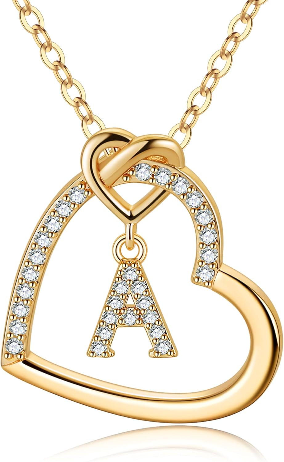 Personalized Heart Initial Necklace for Women and Teens, Cubic Zirconia Pendant, Elegant Letter A-Z Jewelry Gift