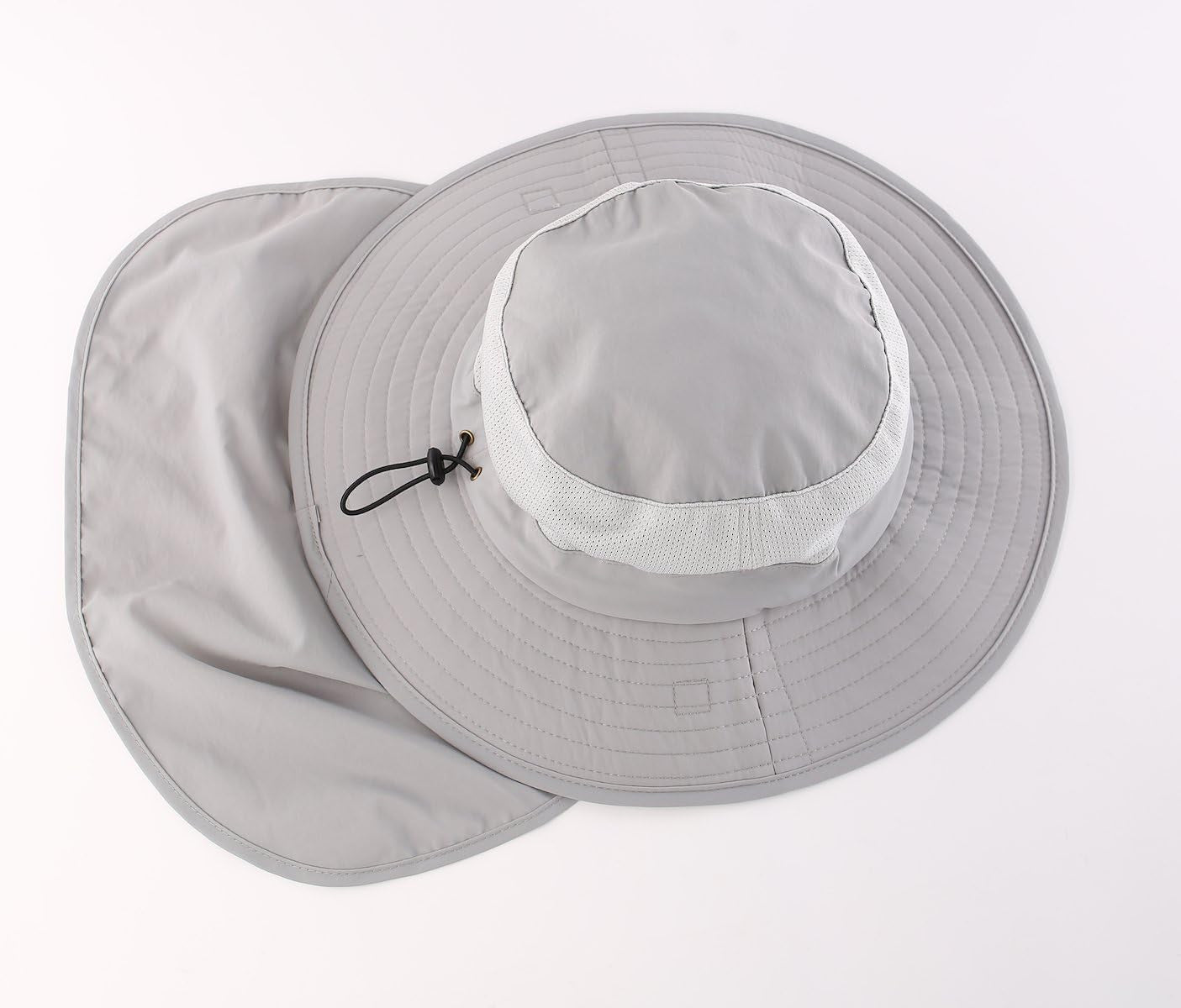 UPF50+ Wide Brim Mesh Sun Hat with Neck Flap for Outdoor Fishing - Unisex
