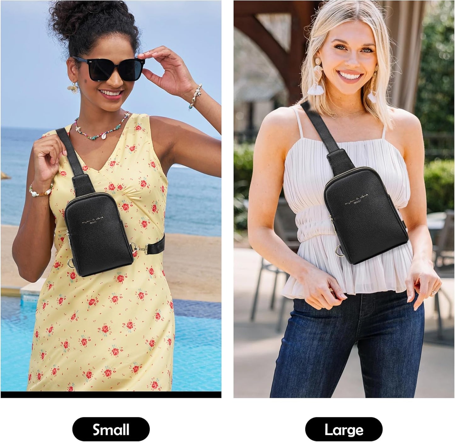 Women's Faux Leather Crossbody Sling Bag - Versatile Travel Purse and Fanny Pack Gift Option