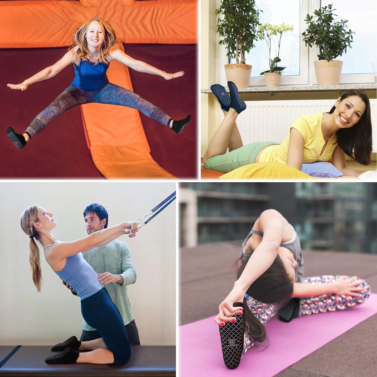 Unisex Cushioned Non-Slip Grip Socks for Yoga, Pilates, Barre, and Hospital Use