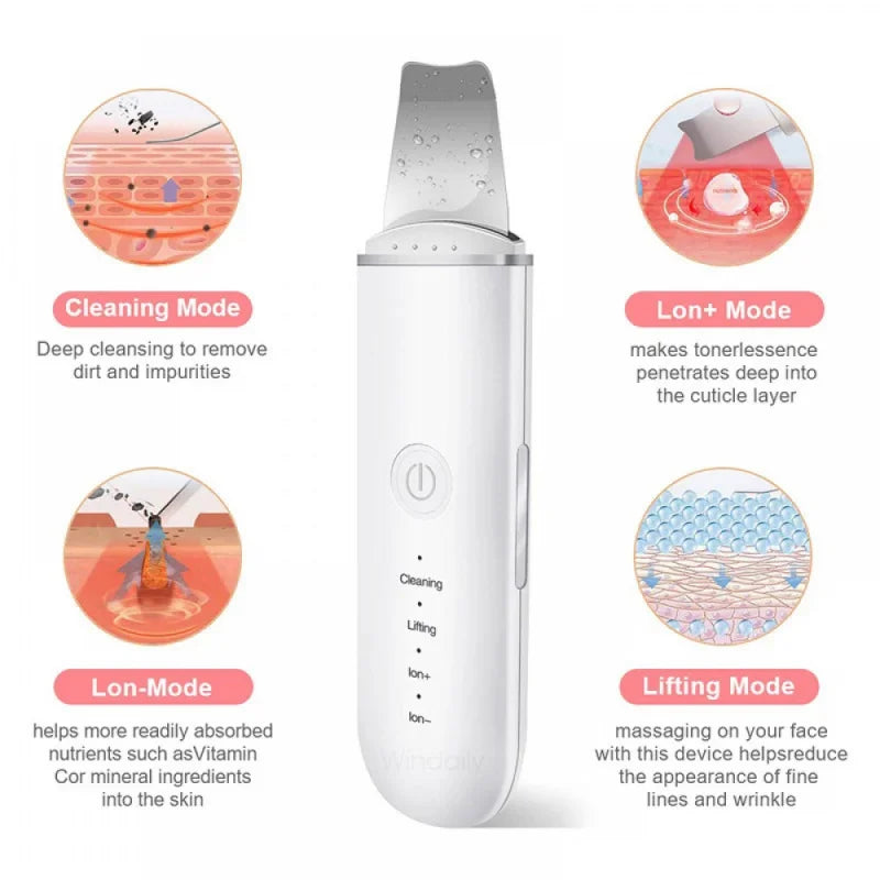 Ultrasonic Skin Care Spatula with Vibration for Blackhead Removal and Facial Exfoliation