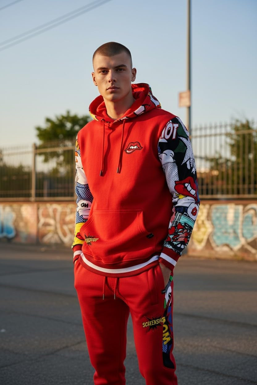 Mens Urban Hip Hop Premium Fleece Hoodie - Modern Pullover NYC Street Fashion Urbanwear Hooded Sweatshirt