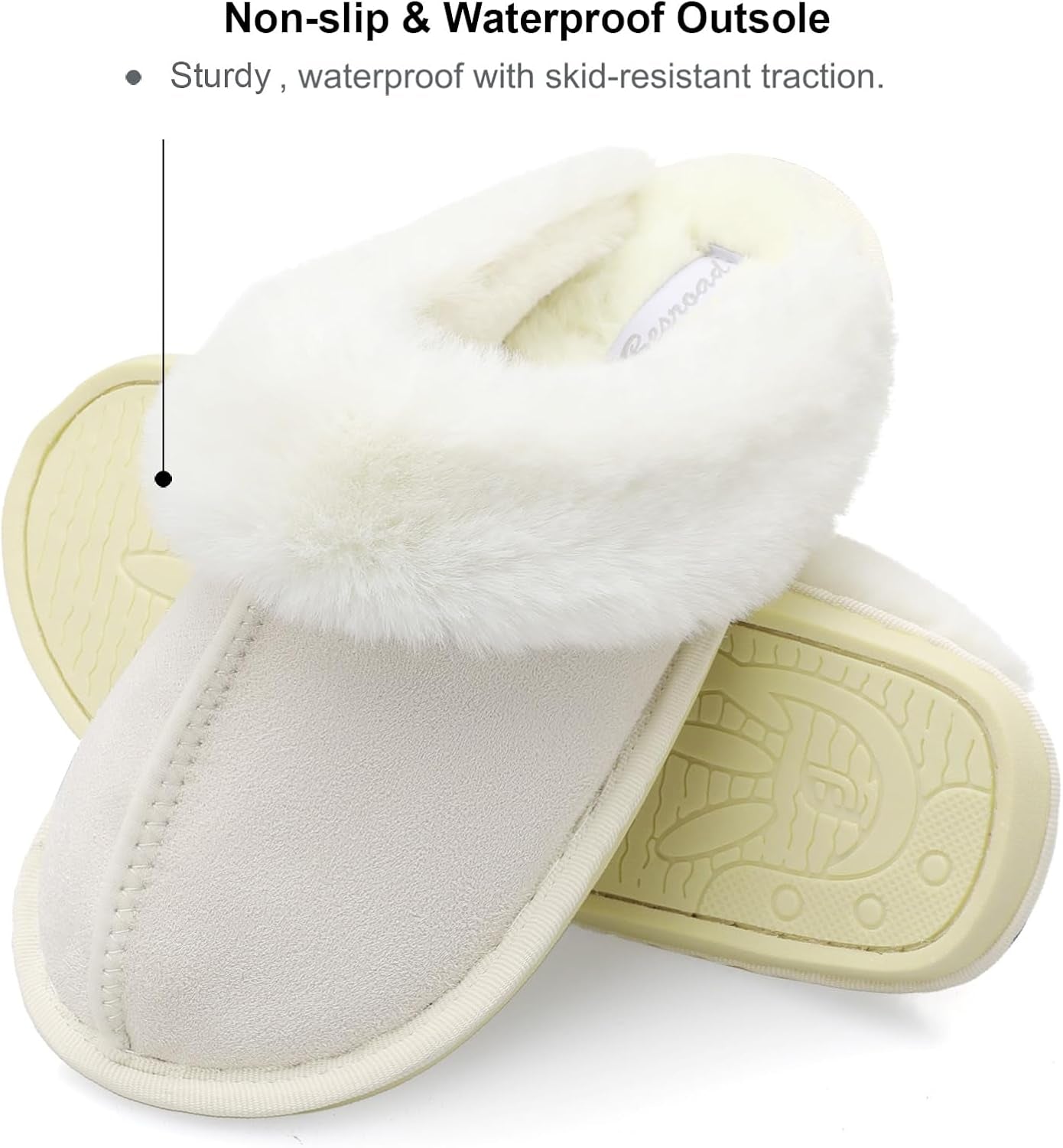 Women's Plush Faux Fur Winter Slippers - Cozy Fluffy Slide Sandals
