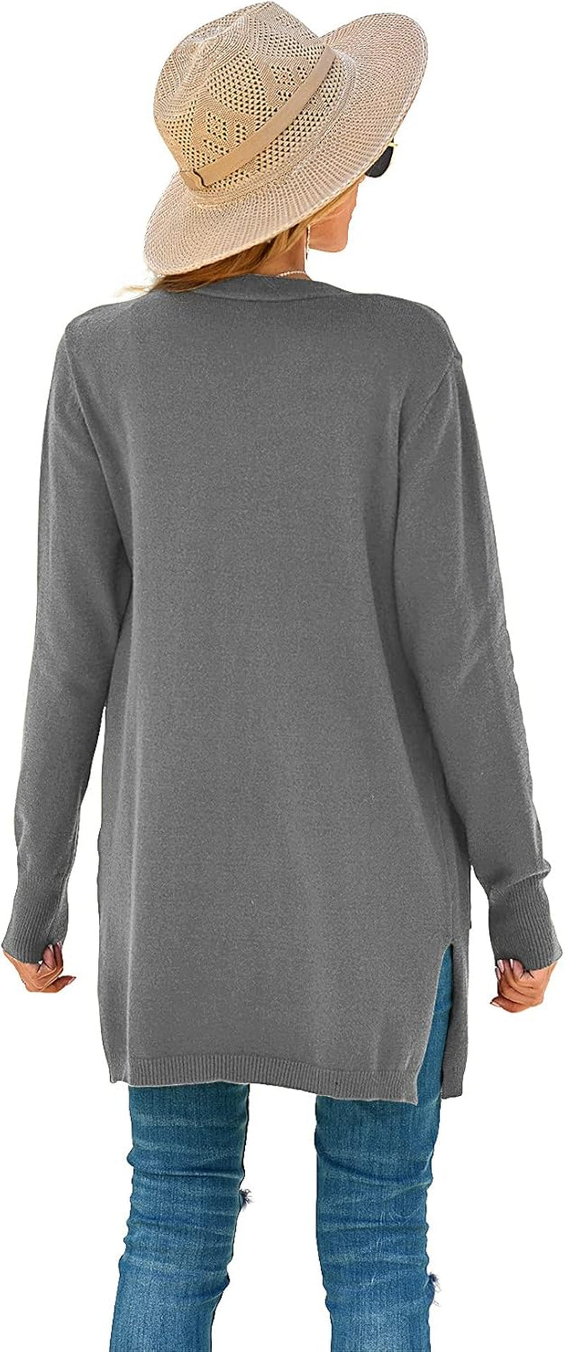 Women's Oversized Kimono Cardigan - Long Sleeve Open Front Casual Knit Sweater Coat with Pockets