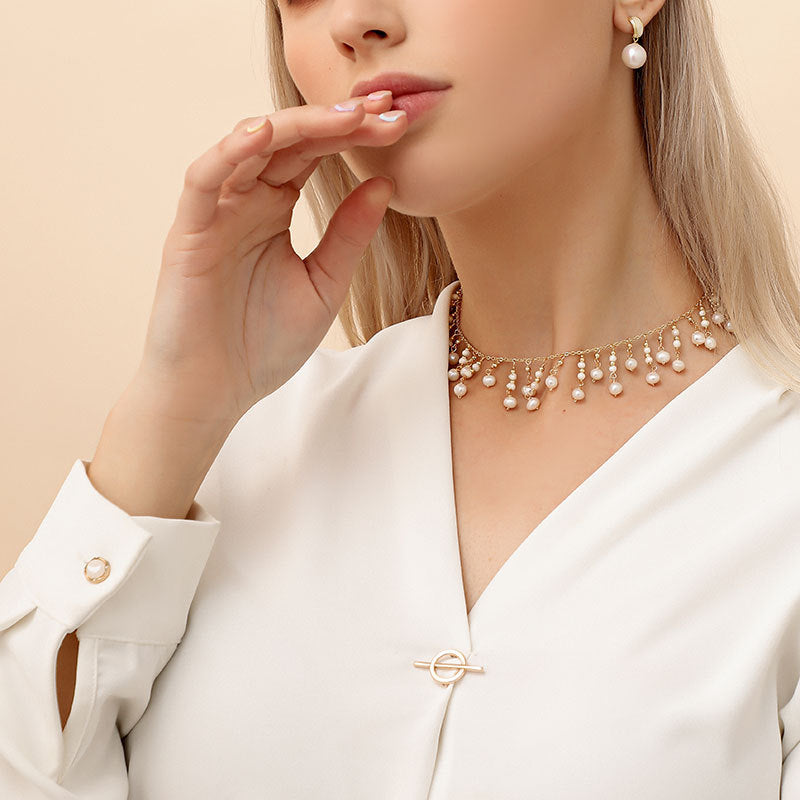 Women's Fashion Natural Freshwater Pearl Tassel Necklace