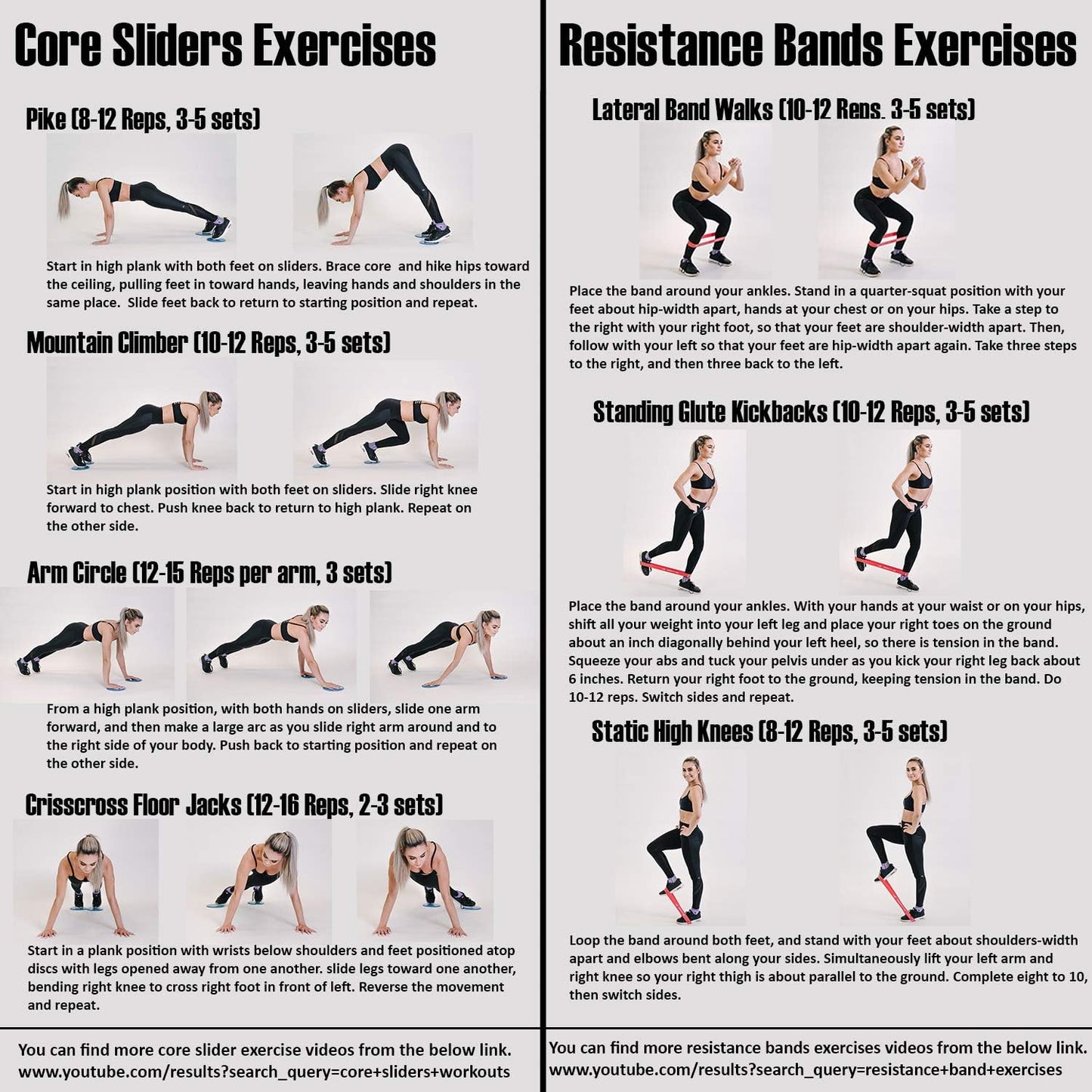Core Sliders and Resistance Bands Set for Strength, Stability, and Training | Includes User Guide and Carry Bag for Home, Gym, and Travel