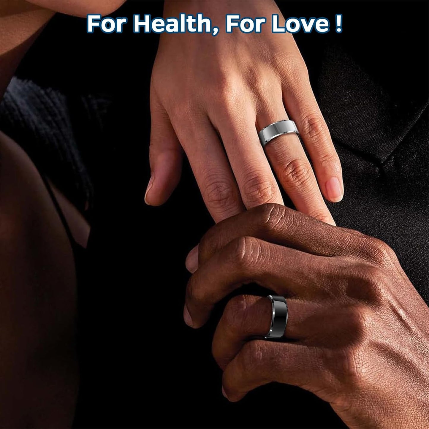 Smart Health Tracking Ring with Sleep Monitoring, Heart Rate Sensor, Waterproof Design, Activity Tracking (Steps, Distance, Calories), Air Gesture Control, 7-Day Battery Life, Compatible with iOS and Android (Black, Size 10)