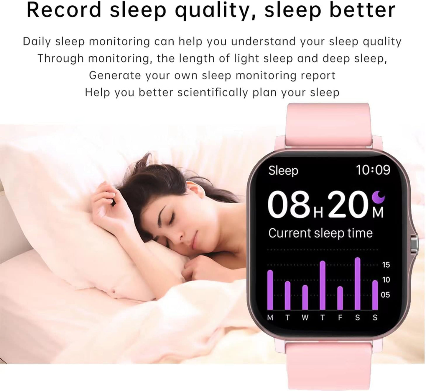 Advanced Smart Fitness Tracker Watch for Android/iOS - IP68 Waterproof, Heart Rate, Blood Oxygen, and Sleep Monitoring, 8 Sports Modes, Breath Training, Weather Updates - 1.69-Inch Display for Men and Women
