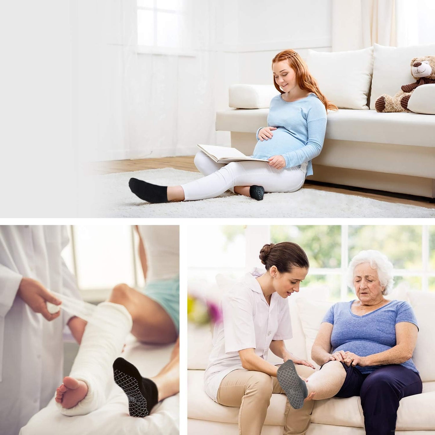 Unisex Cushioned Non-Slip Grip Socks for Yoga, Pilates, Barre, and Hospital Use