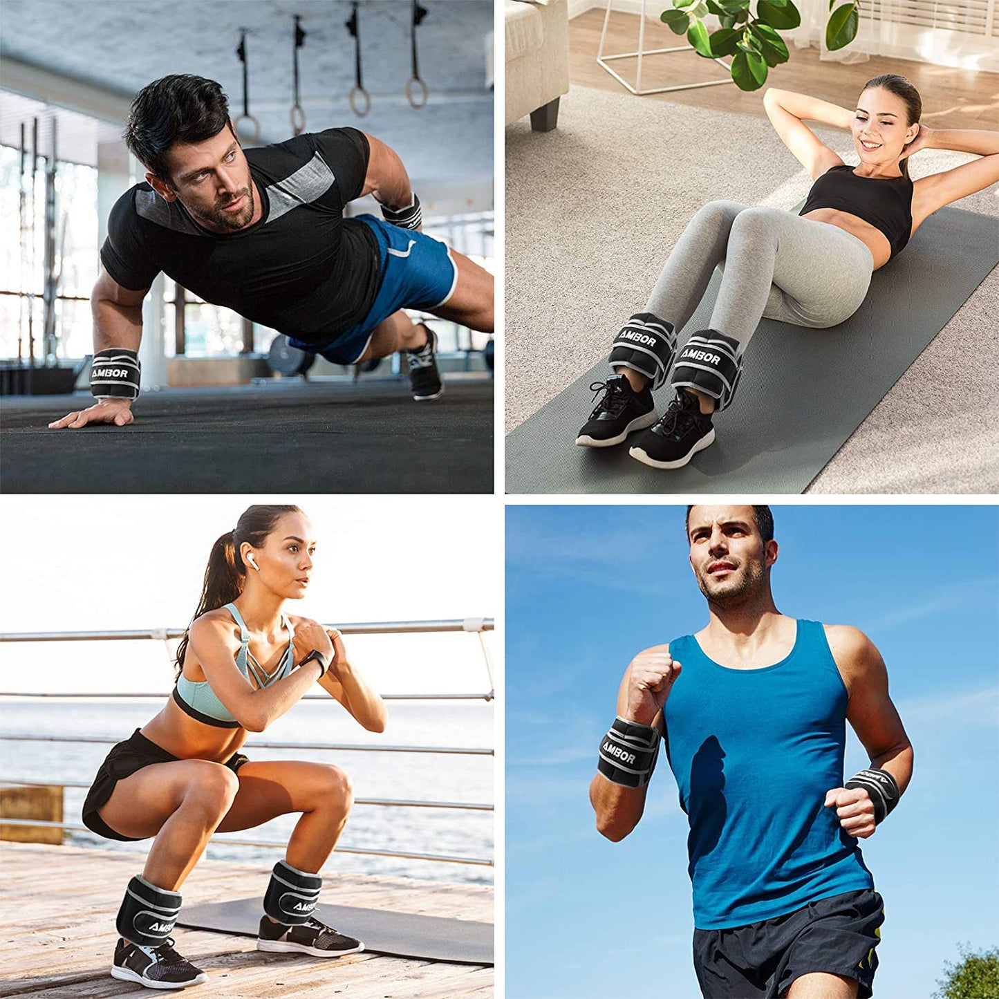YYOJ Adjustable Ankle and Wrist Weights for Exercise - Leg Weight Straps for Men and Women