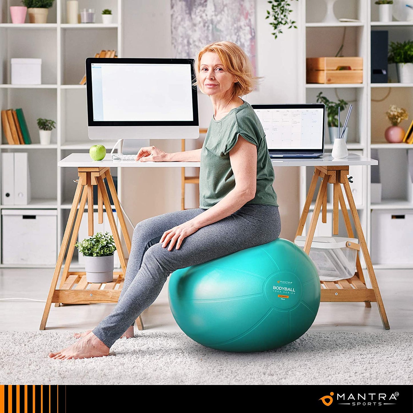 Professional Exercise Ball Chair for Fitness, Stability, Pilates, Pregnancy, and Therapy - Available in 55Cm, 65Cm, and 75Cm - Extra Thick, Anti-Burst, Non-Slip Gym Quality Balance Ball with Pump and Guide