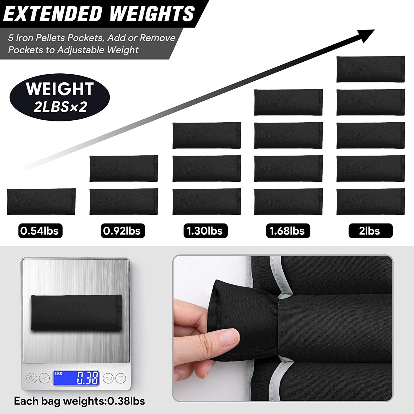 YYOJ Adjustable Ankle and Wrist Weights for Exercise - Leg Weight Straps for Men and Women