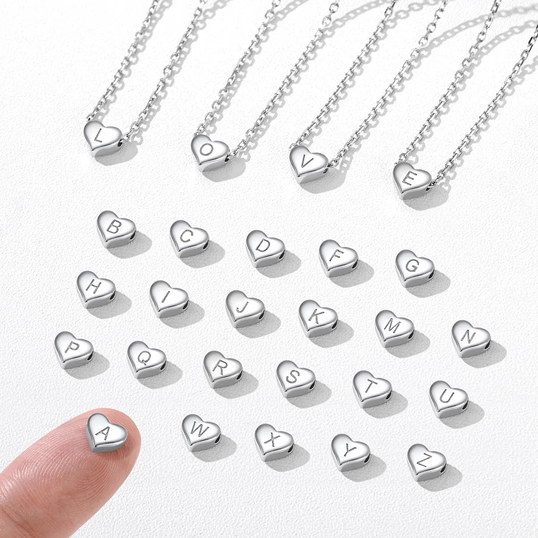 Elegant Initial Heart Pendant Necklace in 925 Sterling Silver - Trendy Choker Jewelry Gift for Women
