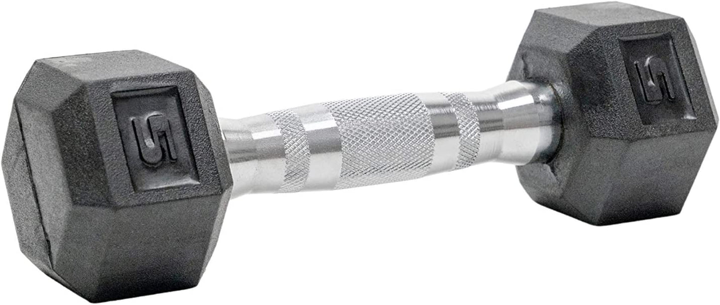 Rubber Hex Dumbbell Pairs - Available in 5, 10, 15, 20, and 25 lbs