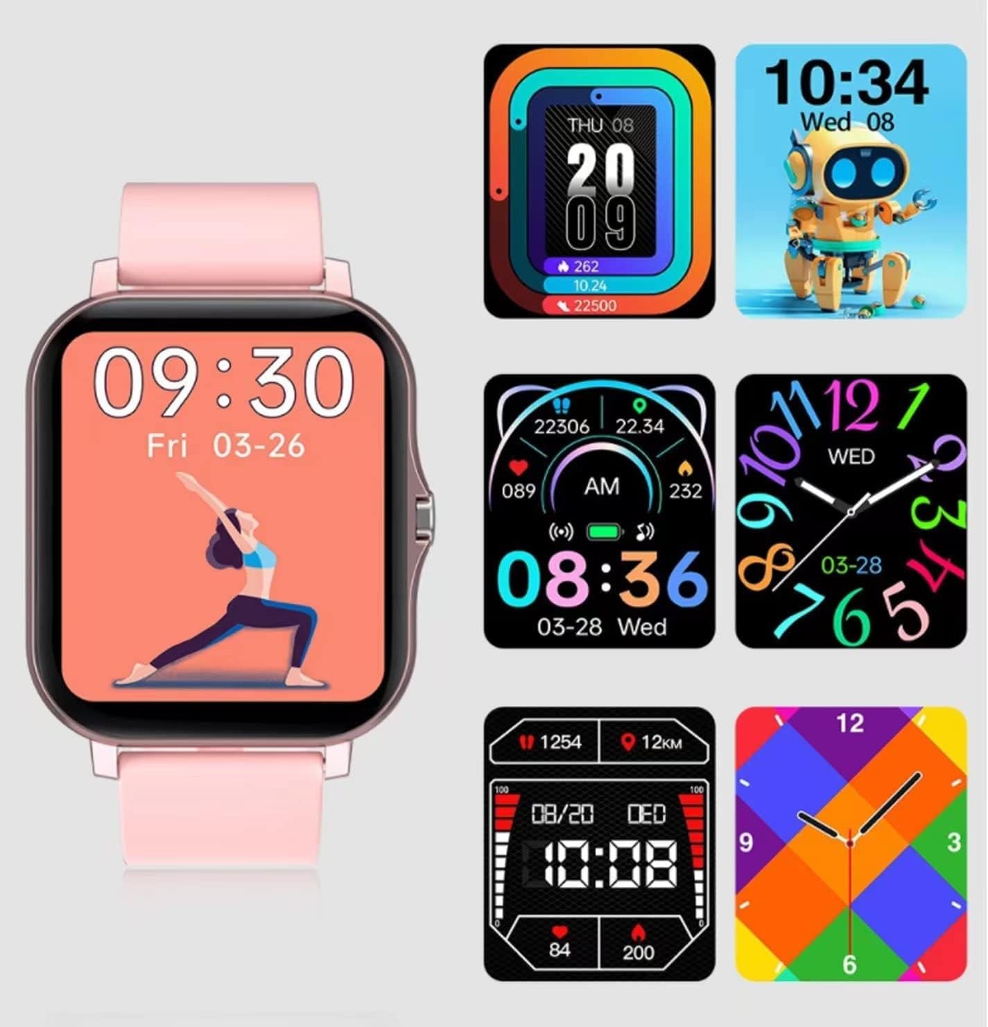 Advanced Smart Fitness Tracker Watch for Android/iOS - IP68 Waterproof, Heart Rate, Blood Oxygen, and Sleep Monitoring, 8 Sports Modes, Breath Training, Weather Updates - 1.69-Inch Display for Men and Women