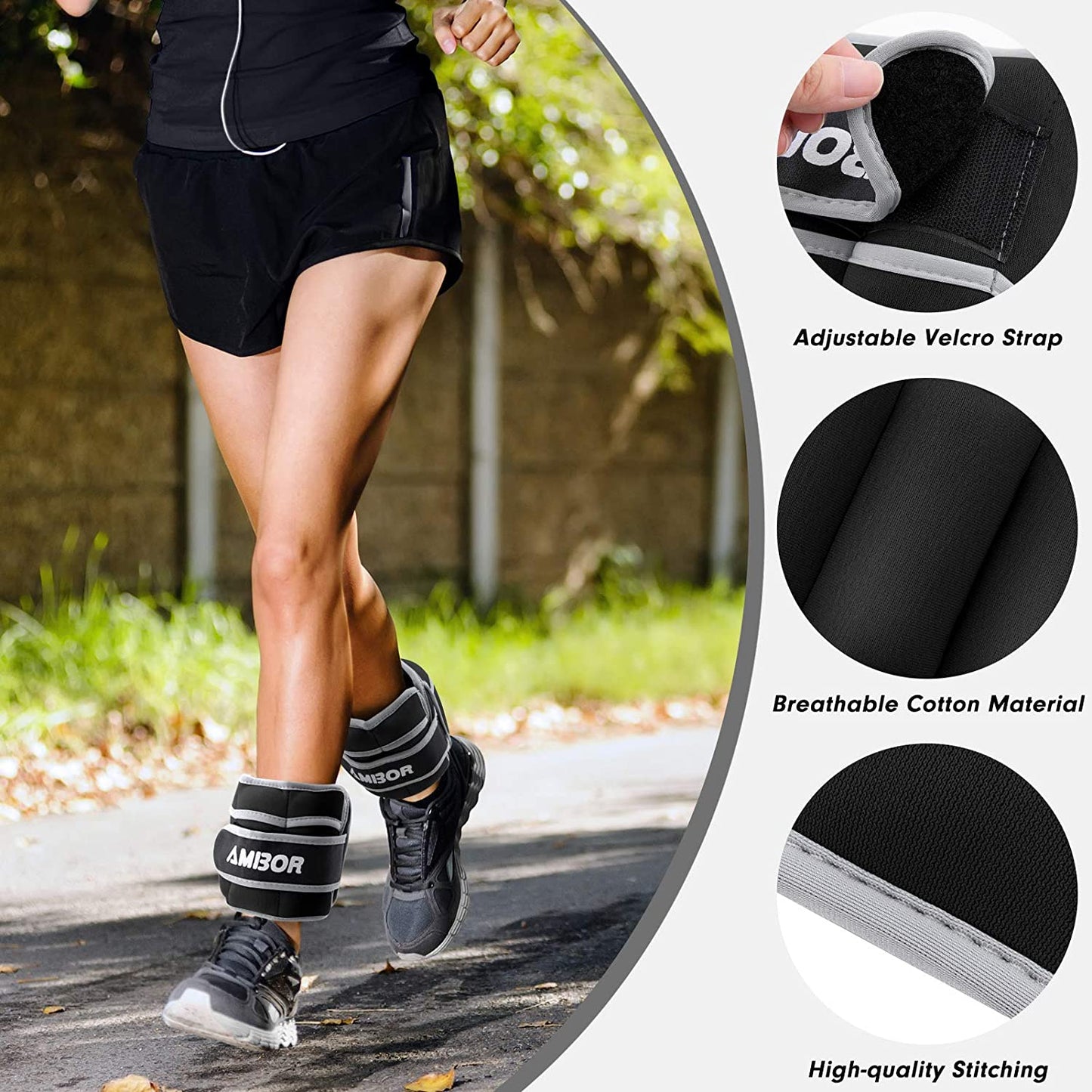 YYOJ Adjustable Ankle and Wrist Weights for Exercise - Leg Weight Straps for Men and Women