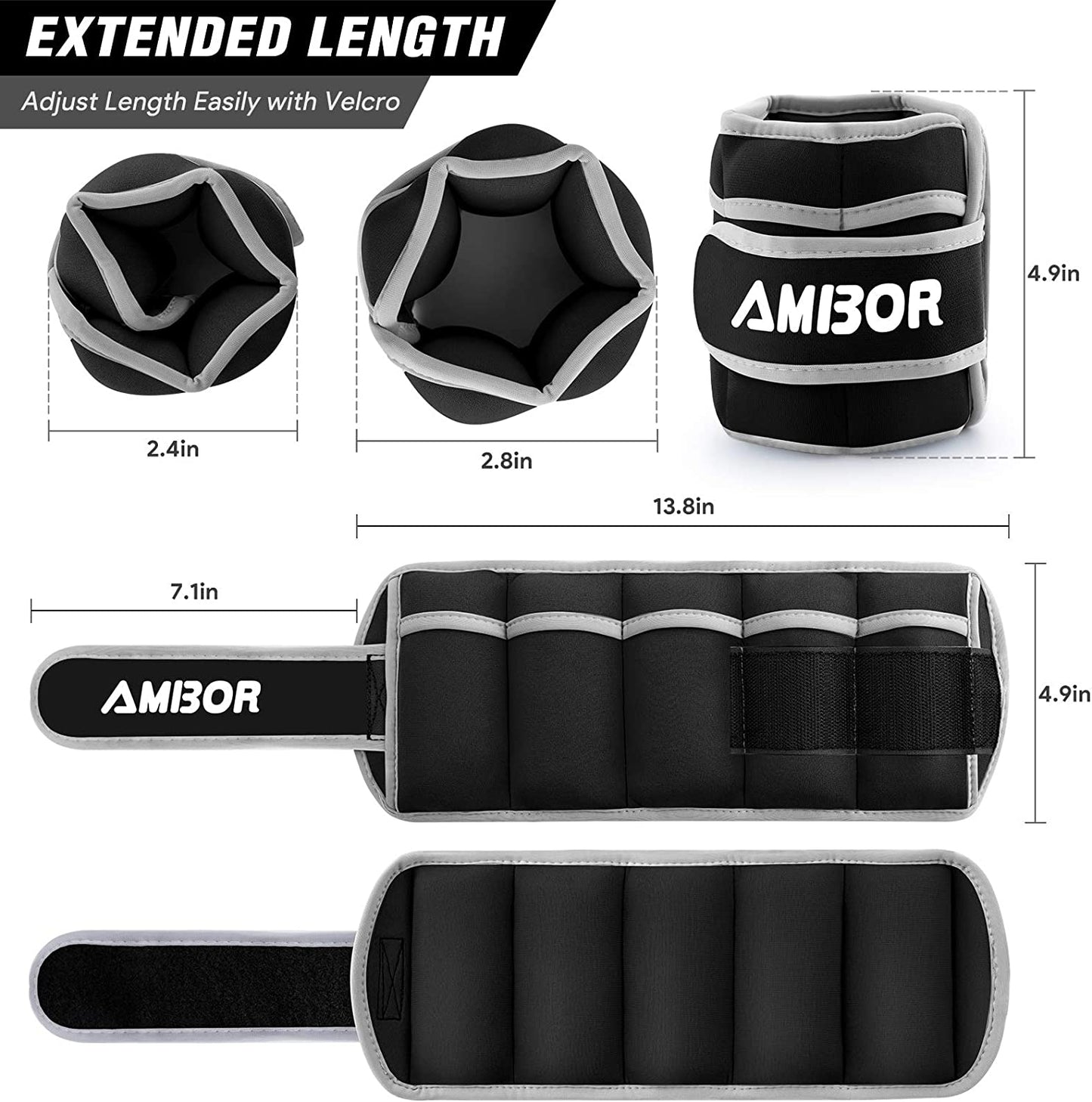 YYOJ Adjustable Ankle and Wrist Weights for Exercise - Leg Weight Straps for Men and Women