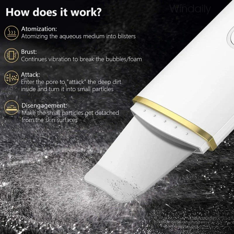 Ultrasonic Skin Care Spatula with Vibration for Blackhead Removal and Facial Exfoliation