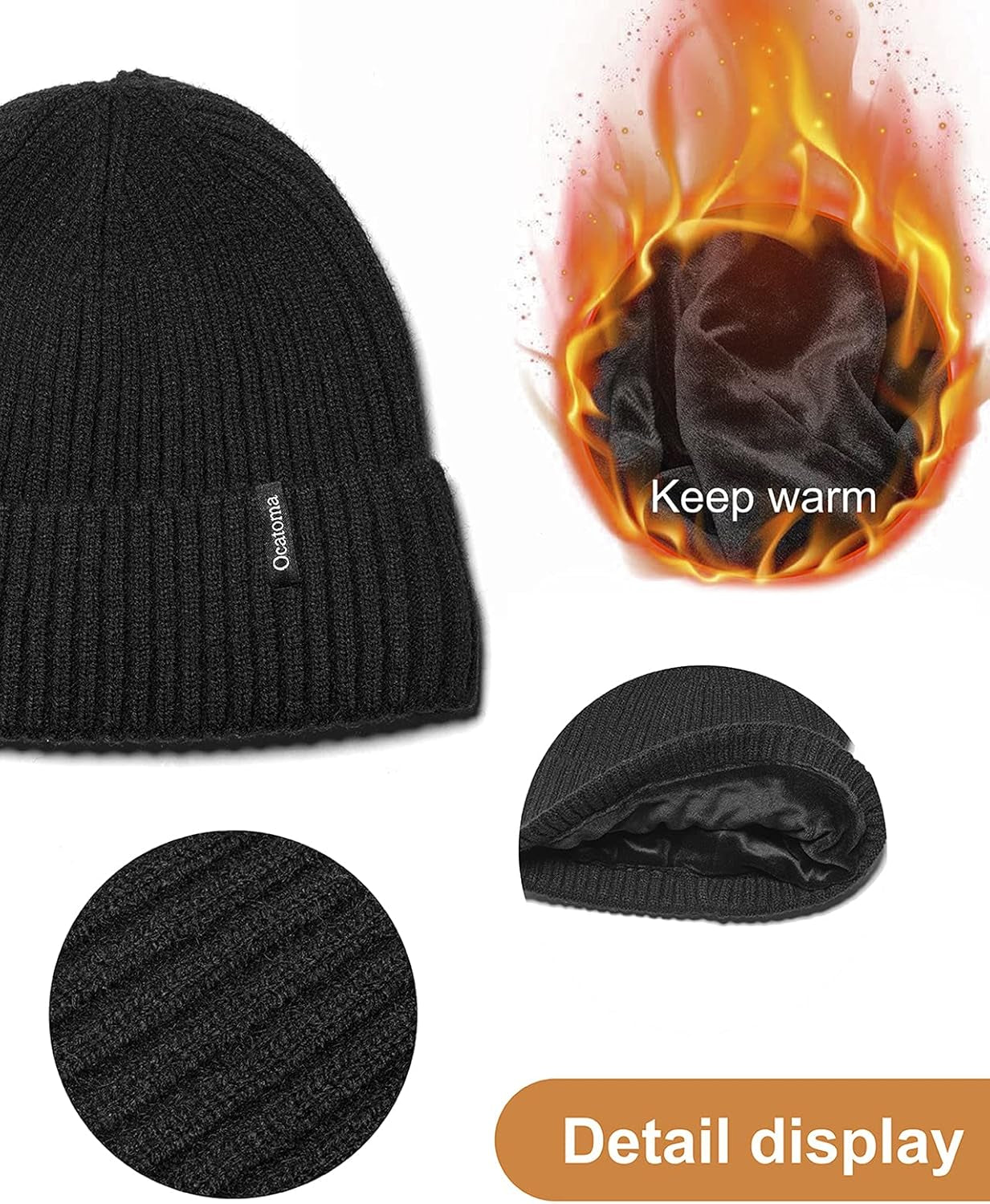 Unisex Warm Winter Knit Cuffed Beanie - Soft and Comfortable Ski Hat for Men and Women