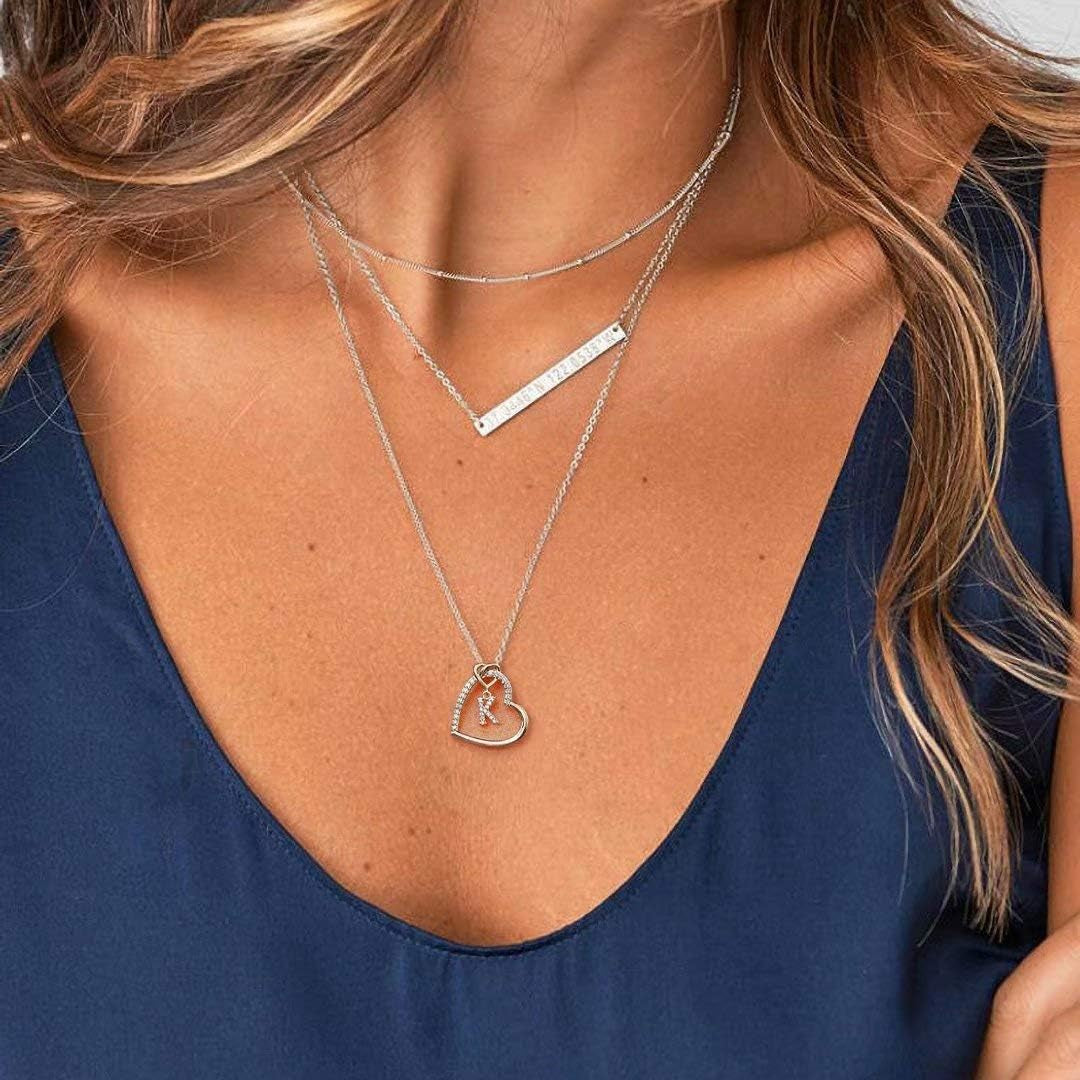 Personalized Heart Initial Necklace for Women and Teens, Cubic Zirconia Pendant, Elegant Letter A-Z Jewelry Gift