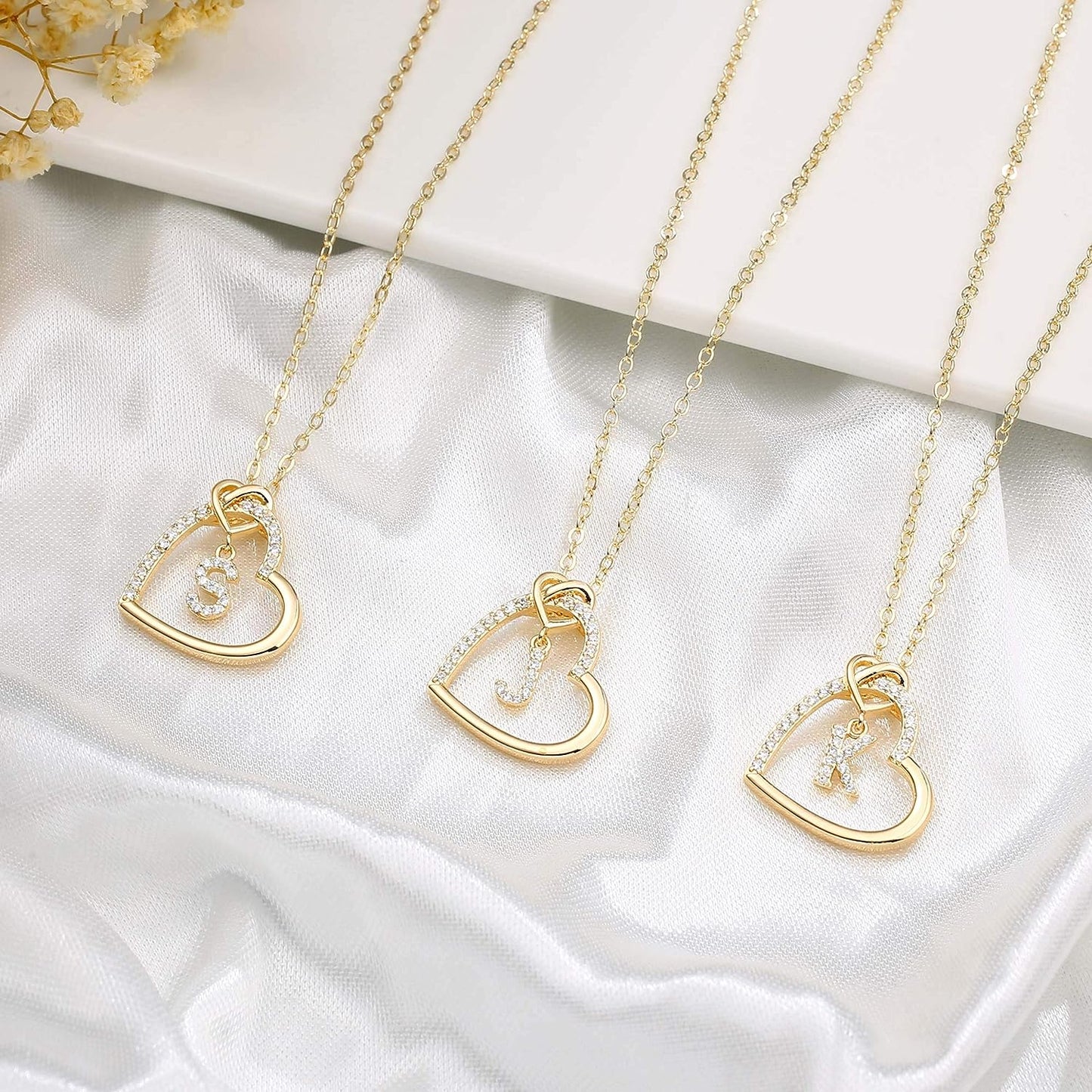 Personalized Heart Initial Necklace for Women and Teens, Cubic Zirconia Pendant, Elegant Letter A-Z Jewelry Gift