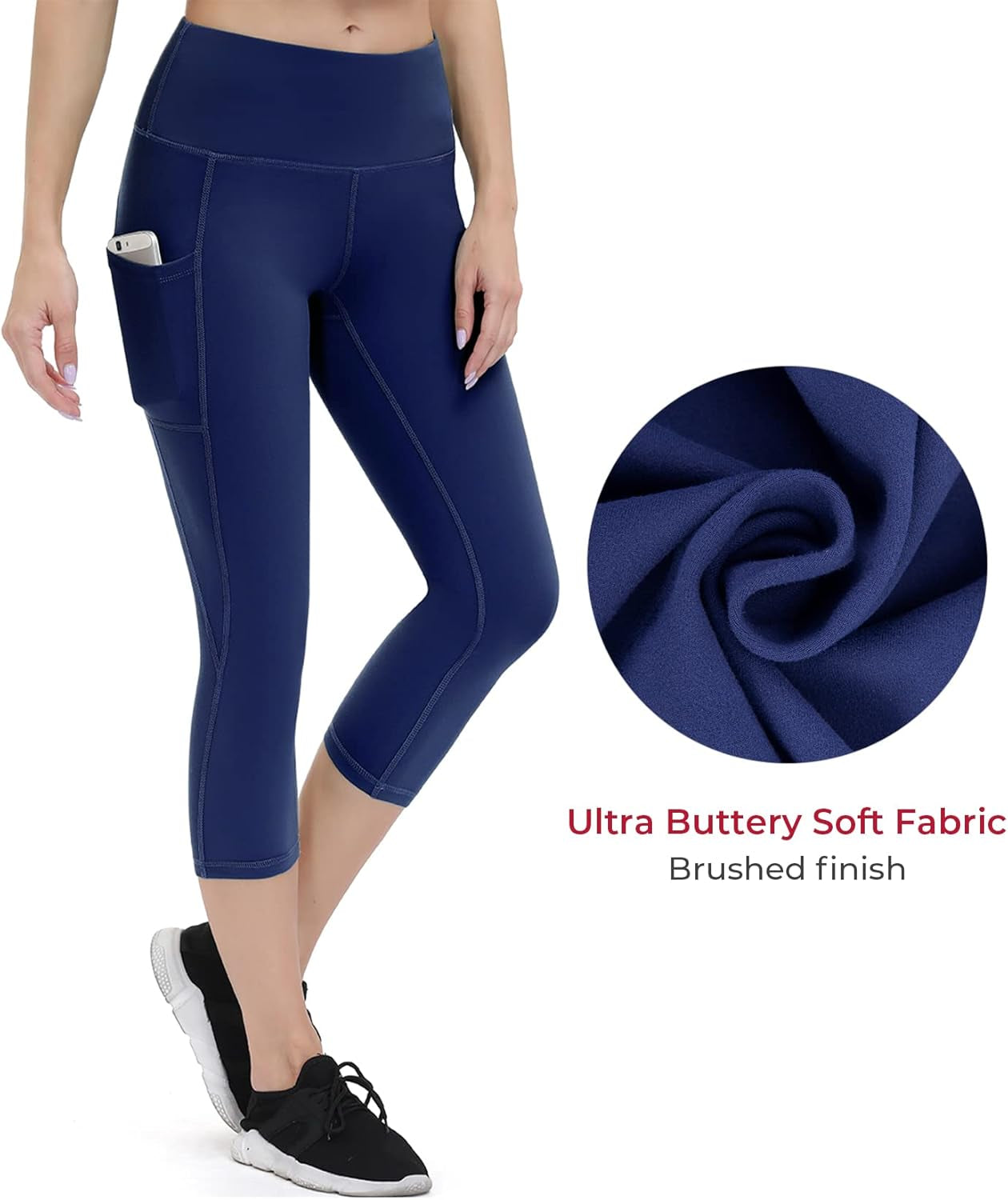 Women's Anti-Nail Leggings, Non-Transparent Yoga Pants with Phone Pockets, Tummy Control Full-Length and Capri Options