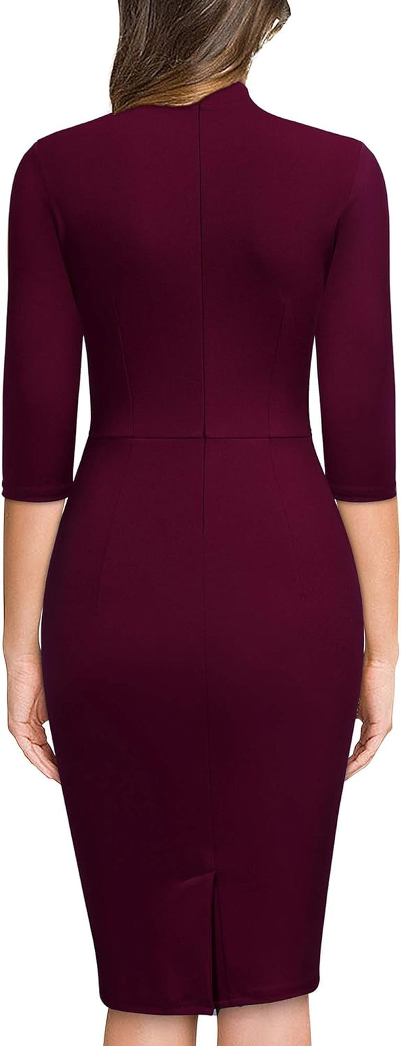 Women's Retro Half Collar Ruffled 2/3 Sleeve Cocktail Pencil Dress