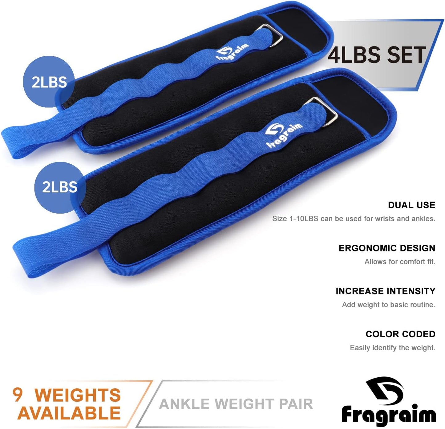 Adjustable Ankle Weights for All Ages - 1 to 20 lbs Pair for Strength Training, Jogging, Gymnastics, Aerobics, and Physical Therapy