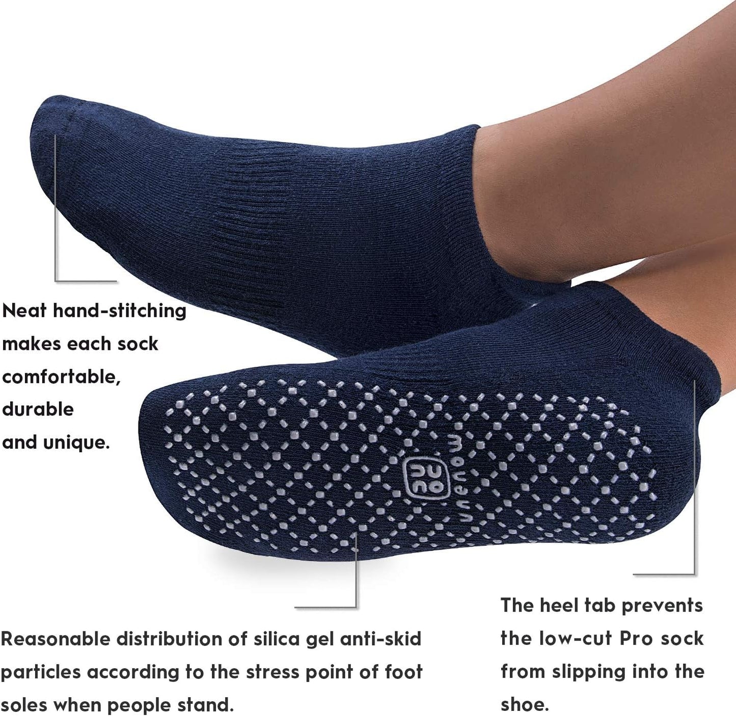 Unisex Cushioned Non-Slip Grip Socks for Yoga, Pilates, Barre, and Hospital Use