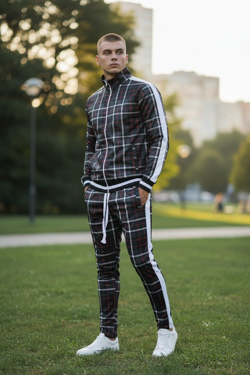 Men's Urban Hip Hop Premium Track Jacket - Slim Fit with Side Taping Sportswear