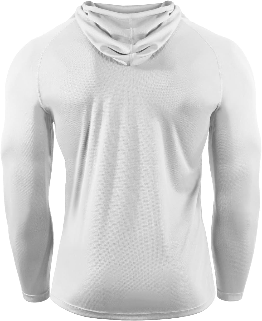 Men's Long Sleeve Mesh Running Shirts with Hoods - 3 Pack Athletic Apparel in White, Grey, and Blue, Size 3XL