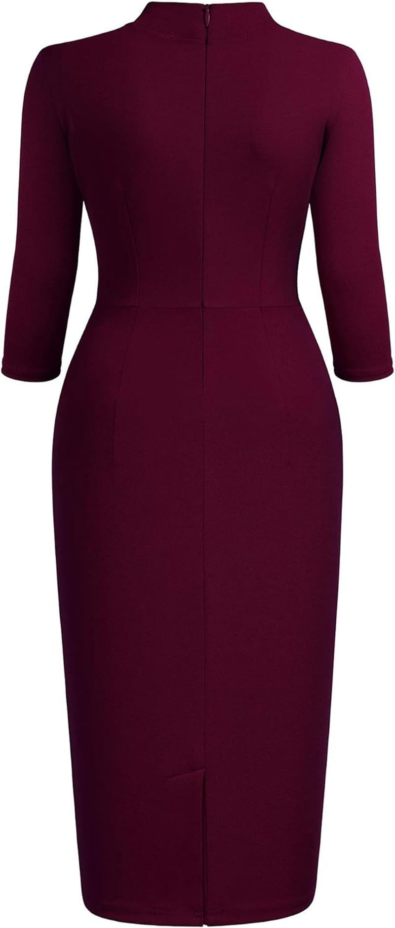 Women's Retro Half Collar Ruffled 2/3 Sleeve Cocktail Pencil Dress