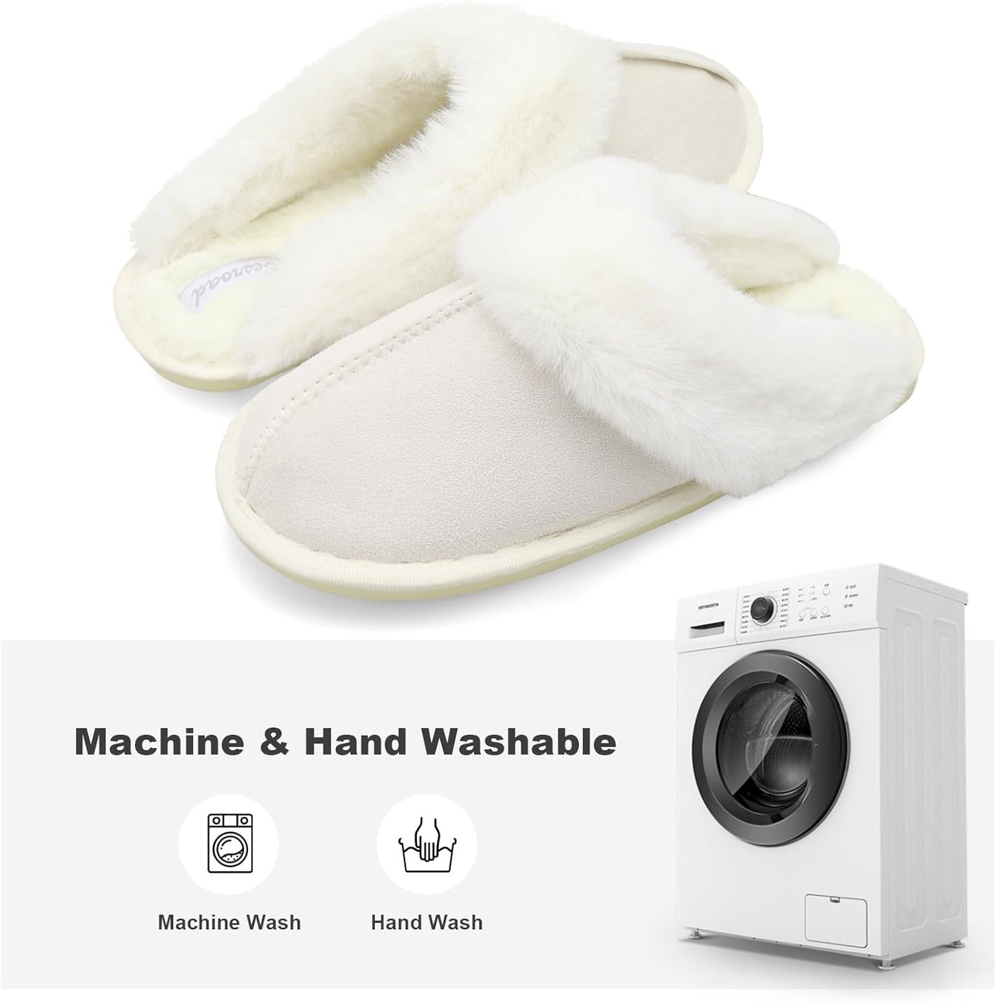 Women's Plush Faux Fur Winter Slippers - Cozy Fluffy Slide Sandals