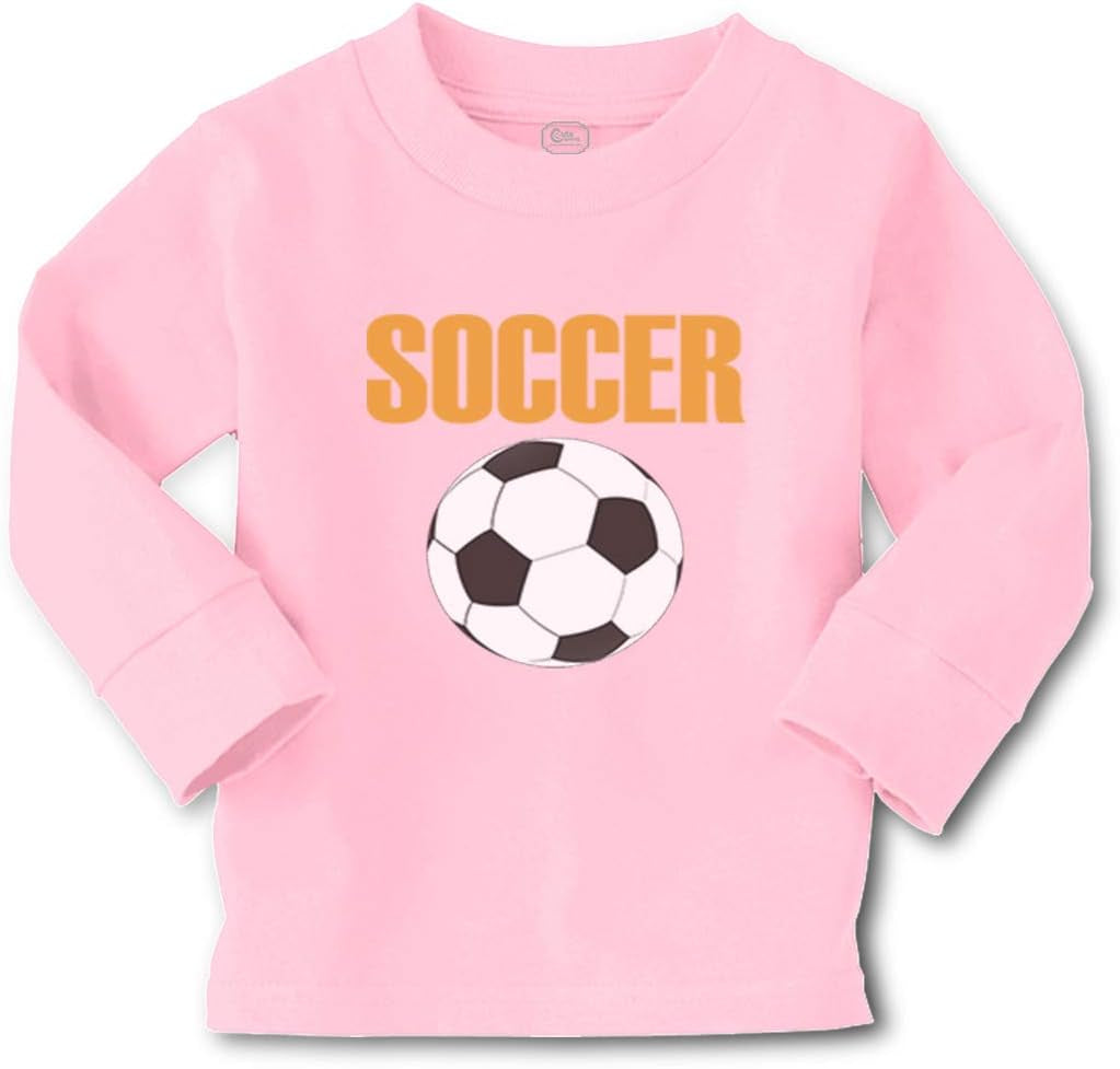 Kids Long Sleeve T Shirt Soccer Soccer Stars Soccer Soccer Word Cotton Girls & Boys Clothes Funny Graphic Tee Soft Pink Design Only 5 6T