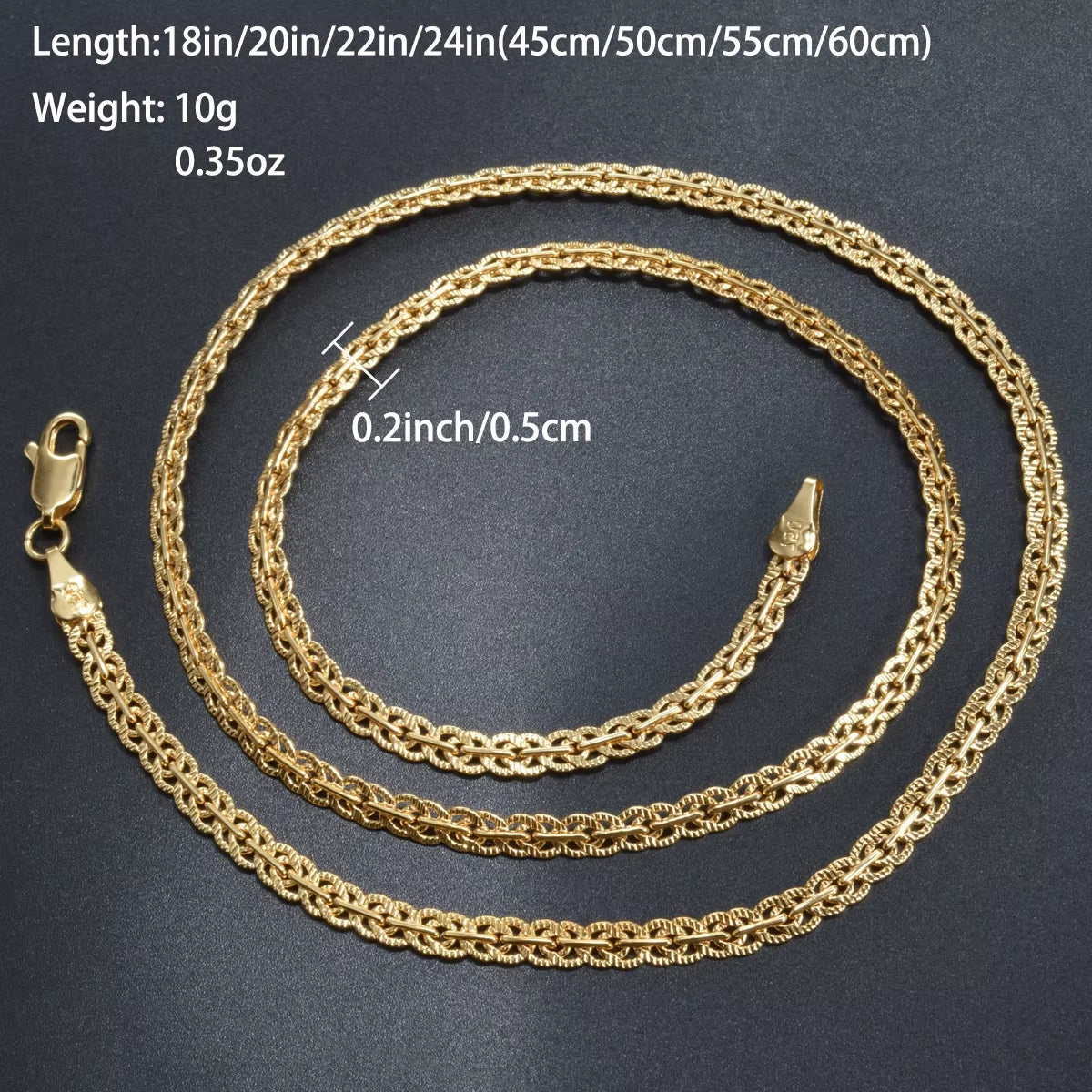18K Gold Plated 5mm Link Chain Necklace for Men and Women - Classic Choker for Daily Wear and Special Occasions