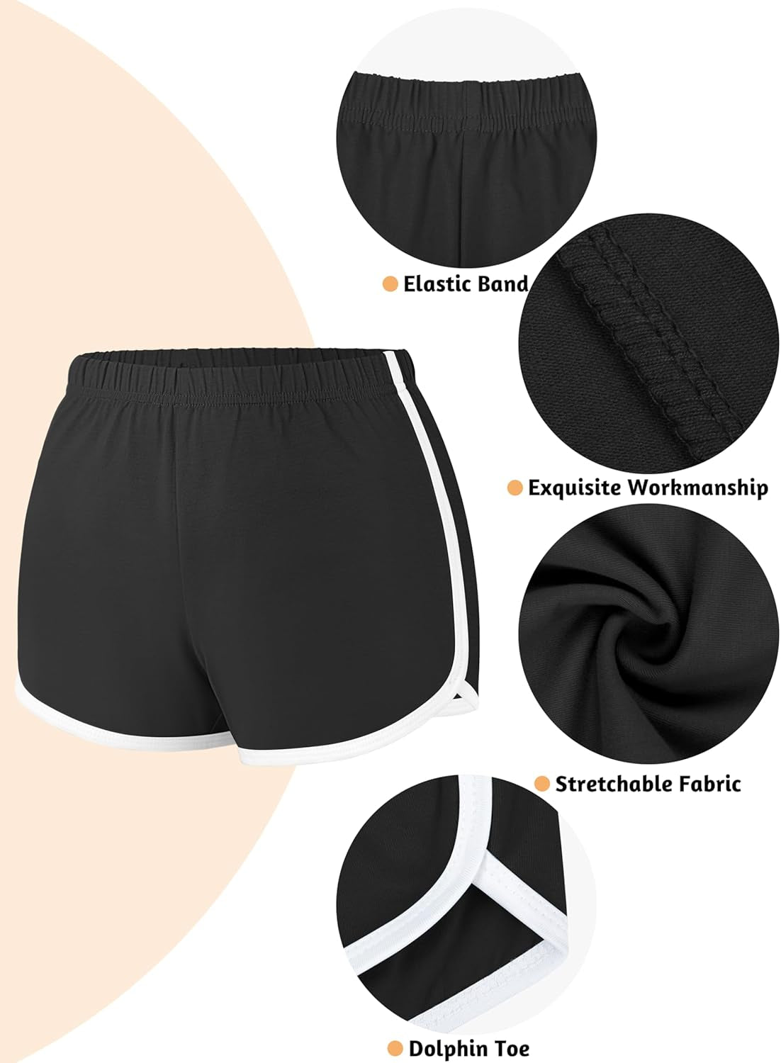 Women's 4-Pack Cotton Athletic Shorts for Yoga, Gym, Dance, and Lounge Activities